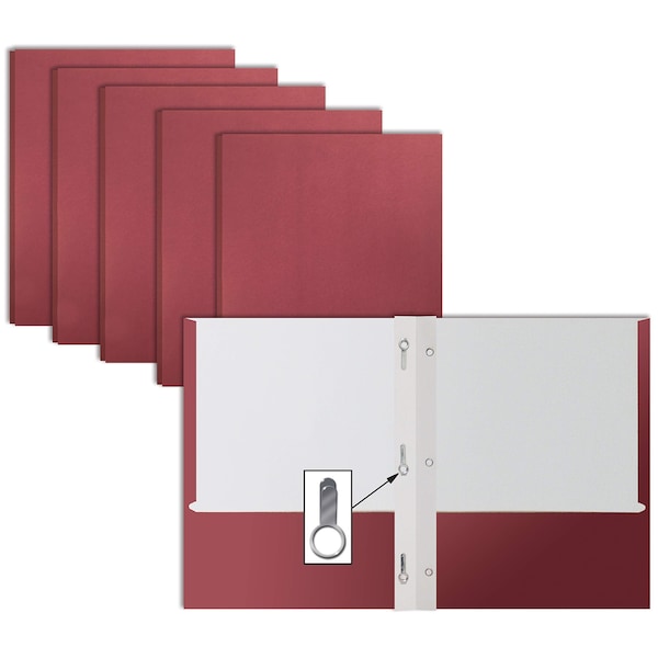 Better Office Products 2 Pocket Paper Folders Portfolio W/Prongs, Matte Texture, Letter Size, Burgundy, 50PK 84215 - main